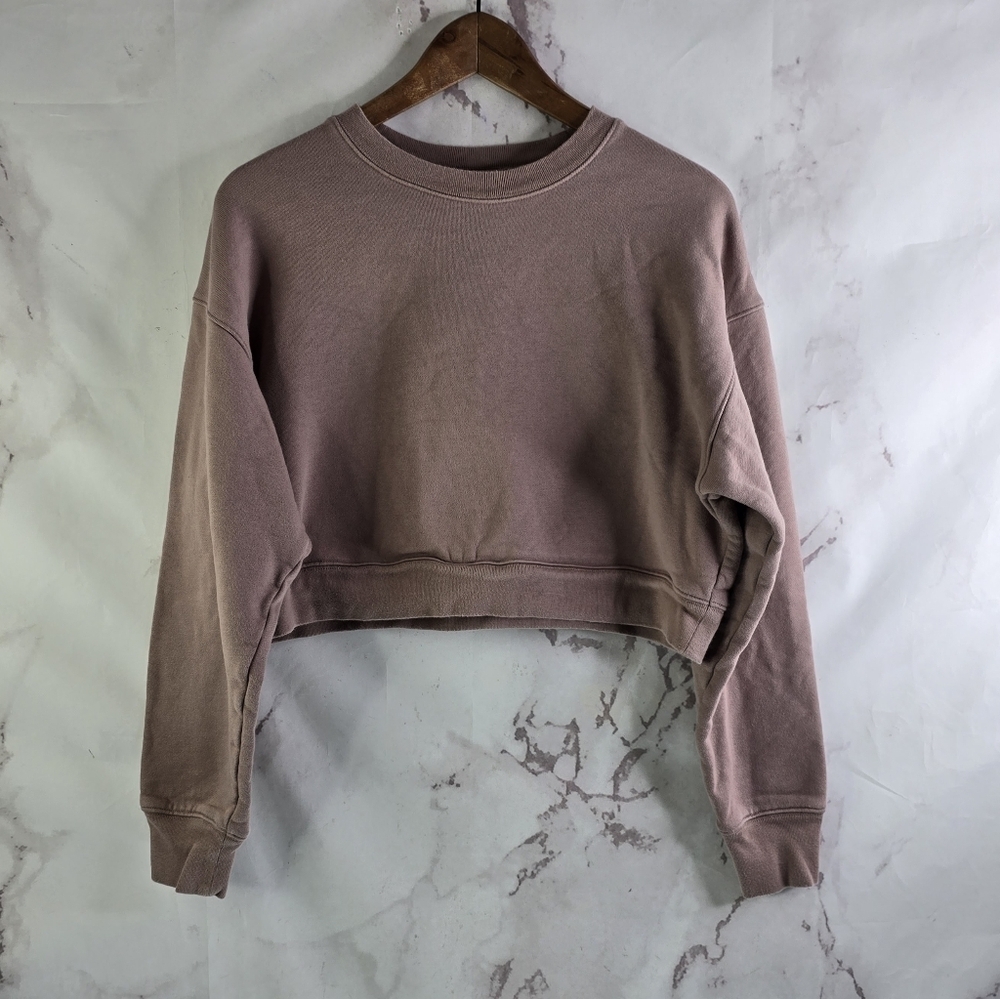 Girlfriend Collective Sweatshirt Women Small Brown Purple Crop Crew Pullover 50